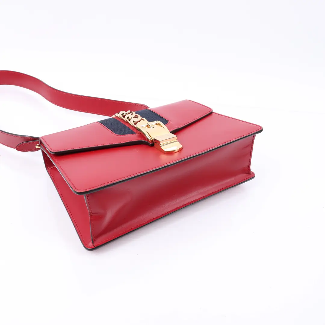 Gucci Sylvie Red Leather Shoulder Bag