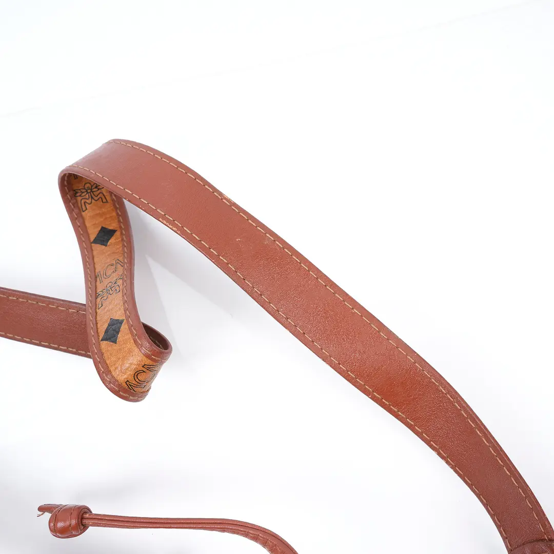 MCM Visetos Brown Canvas Bucket Bag