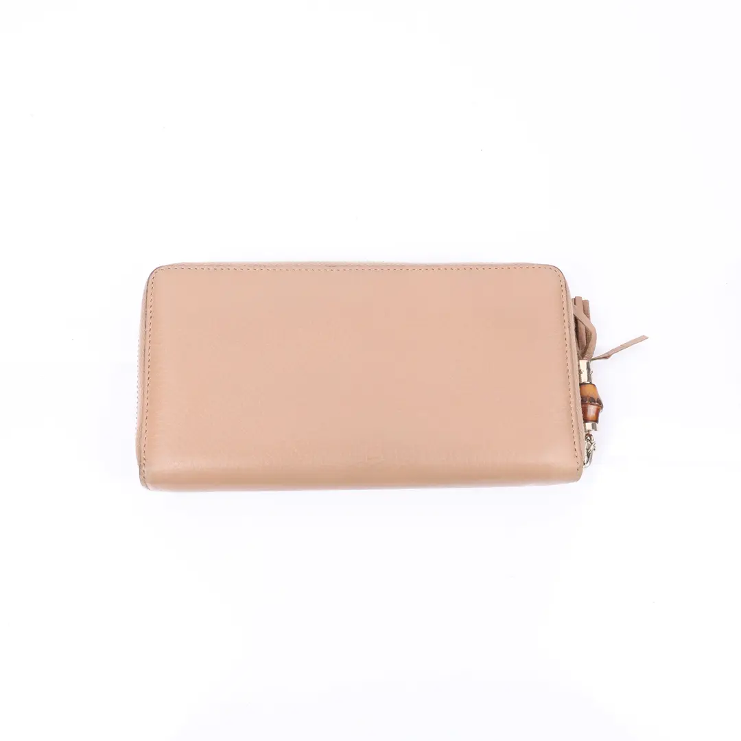 Gucci Bamboo Zippy Beige Leather Wallet