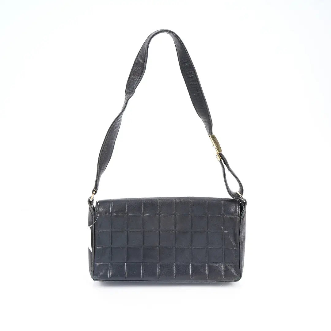 Chanel Chocolate Bar Black Leather Shoulder Bag