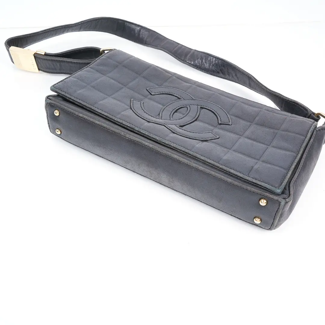Chanel Chocolate Bar Black Leather Shoulder Bag