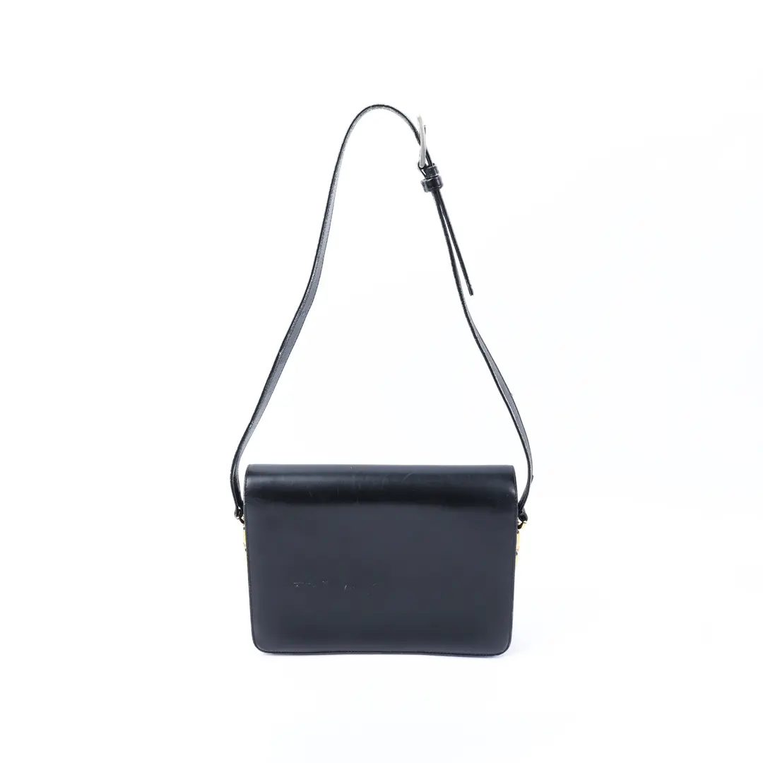 Celine Horse Carriage Black Leather Shoulder Bag