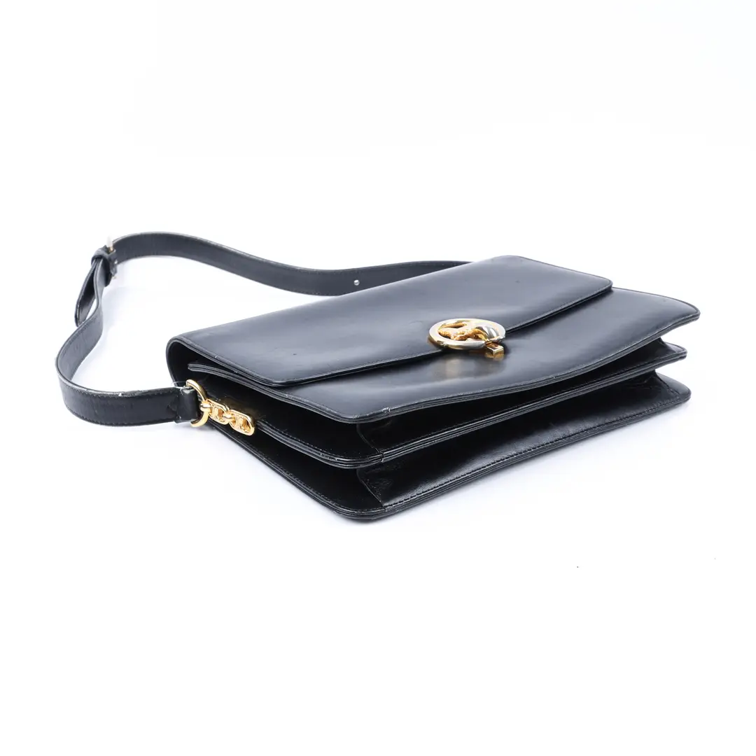 Celine Horse Carriage Black Leather Shoulder Bag