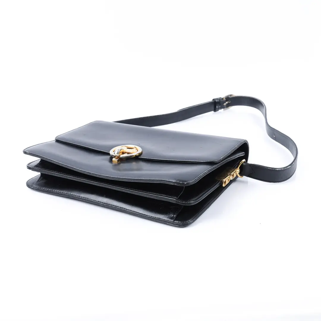 Celine Horse Carriage Black Leather Shoulder Bag