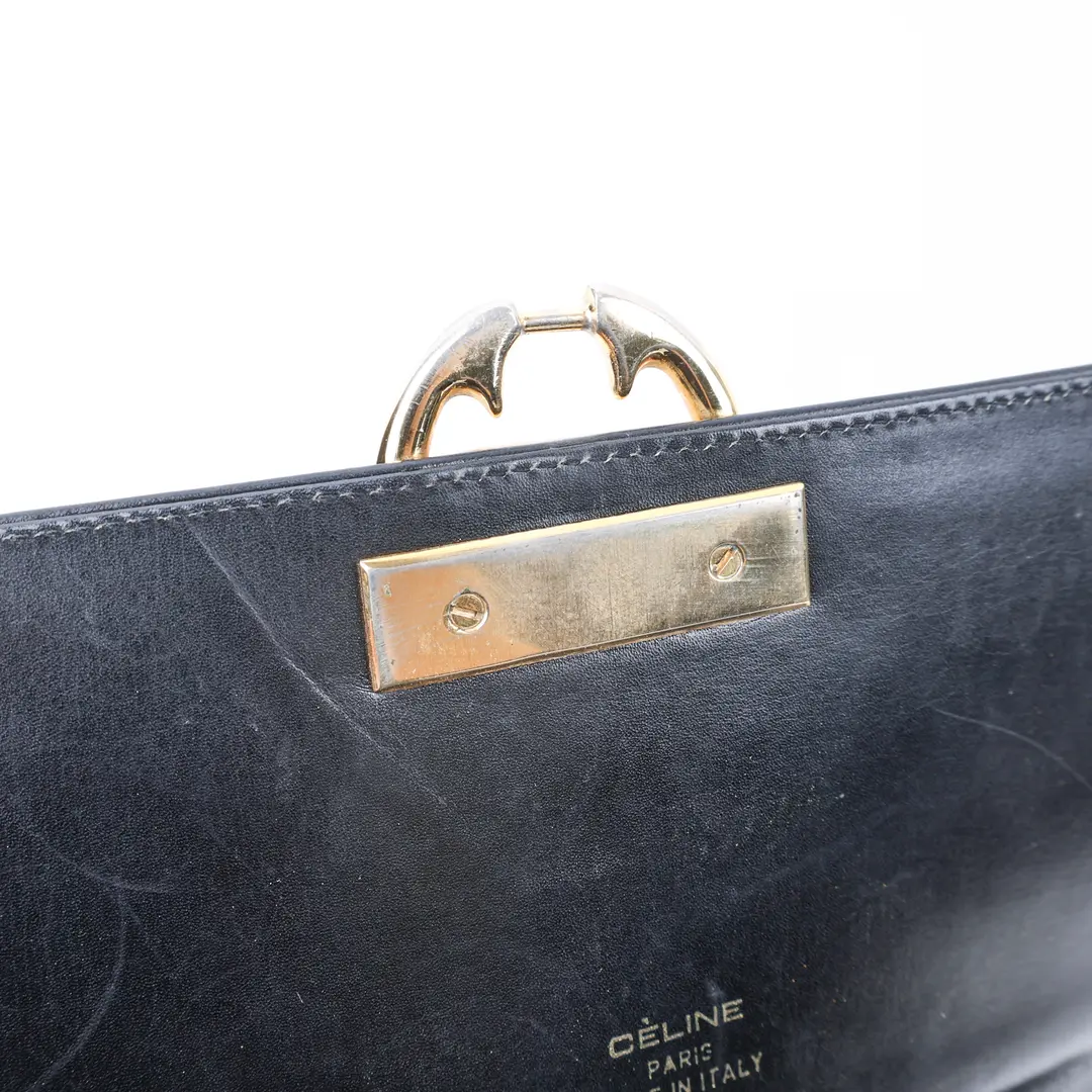 Celine Horse Carriage Black Leather Shoulder Bag