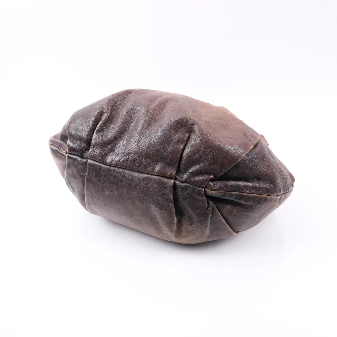 Prada Pleated Hobo Brown Leather Shoulder Bag