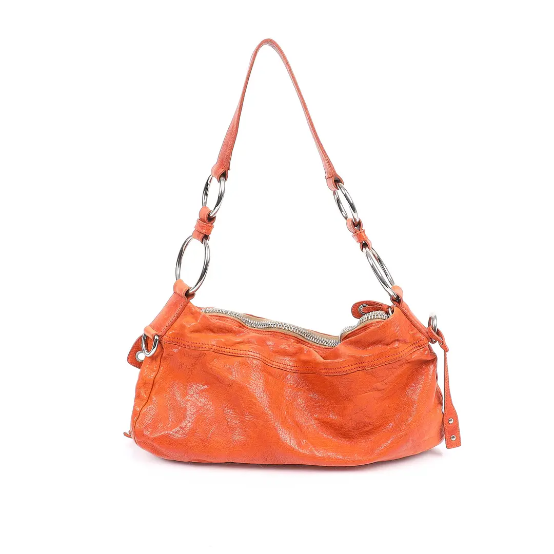 Miu Miu Butterfly Charm Orange Leather Shoulder Bag