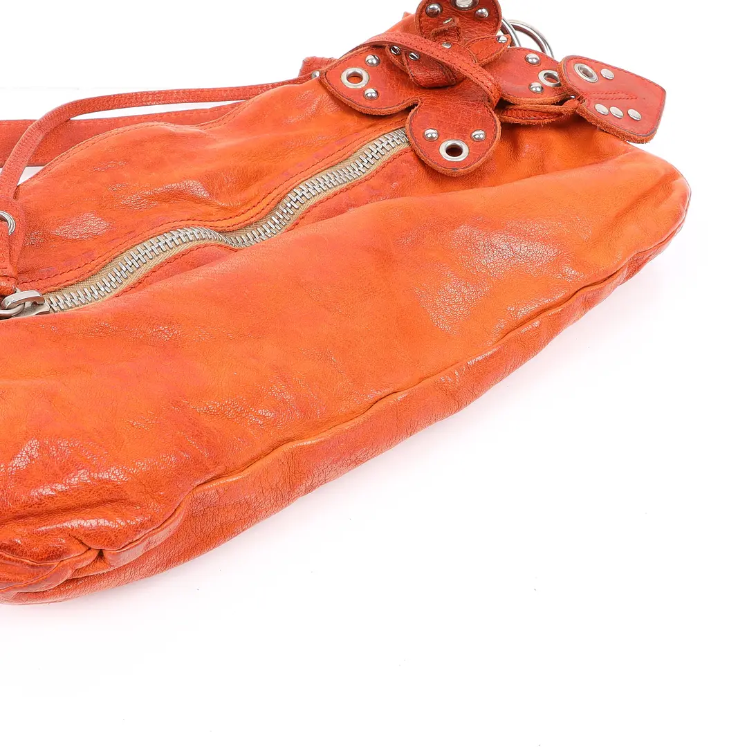 Miu Miu Butterfly Charm Orange Leather Shoulder Bag