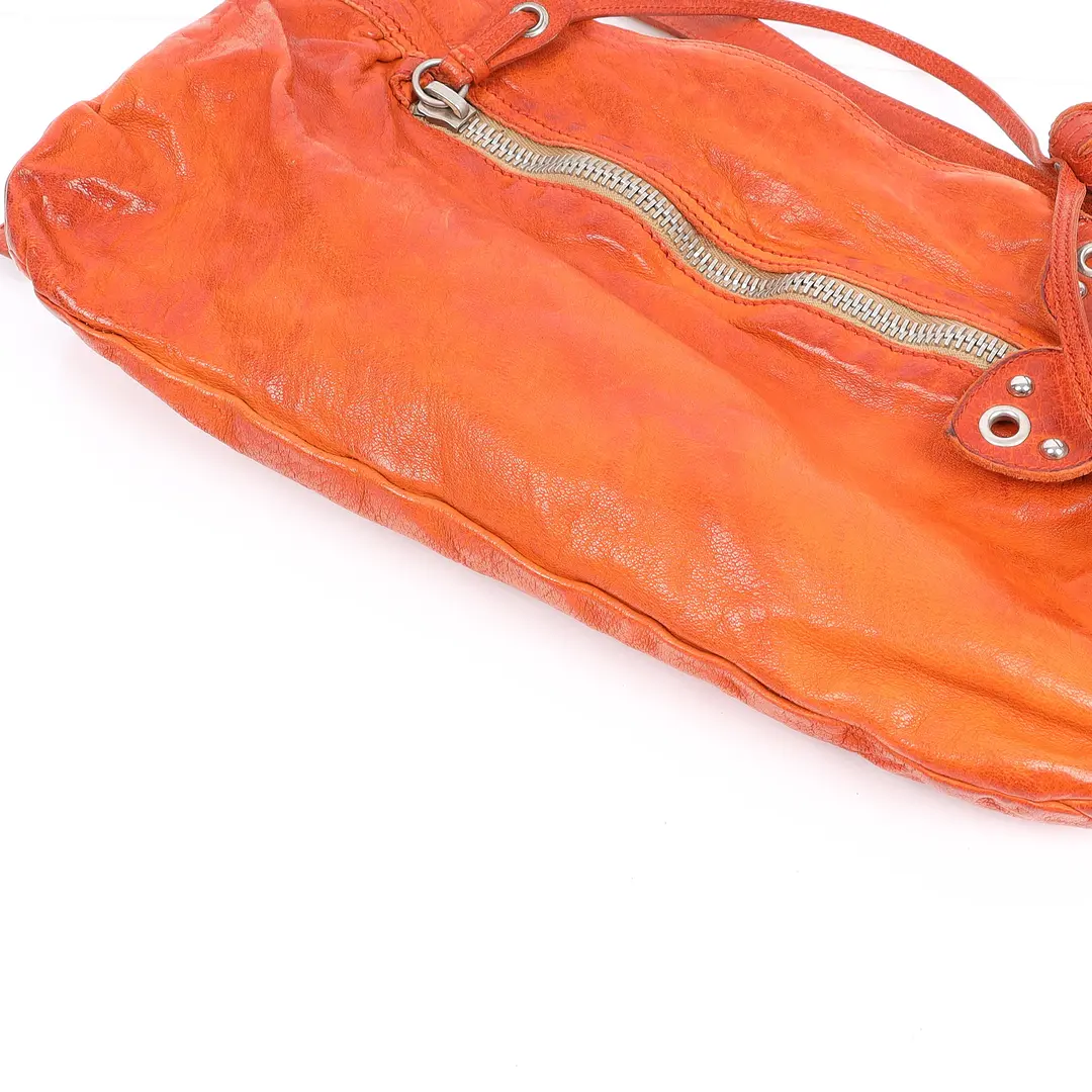 Miu Miu Butterfly Charm Orange Leather Shoulder Bag
