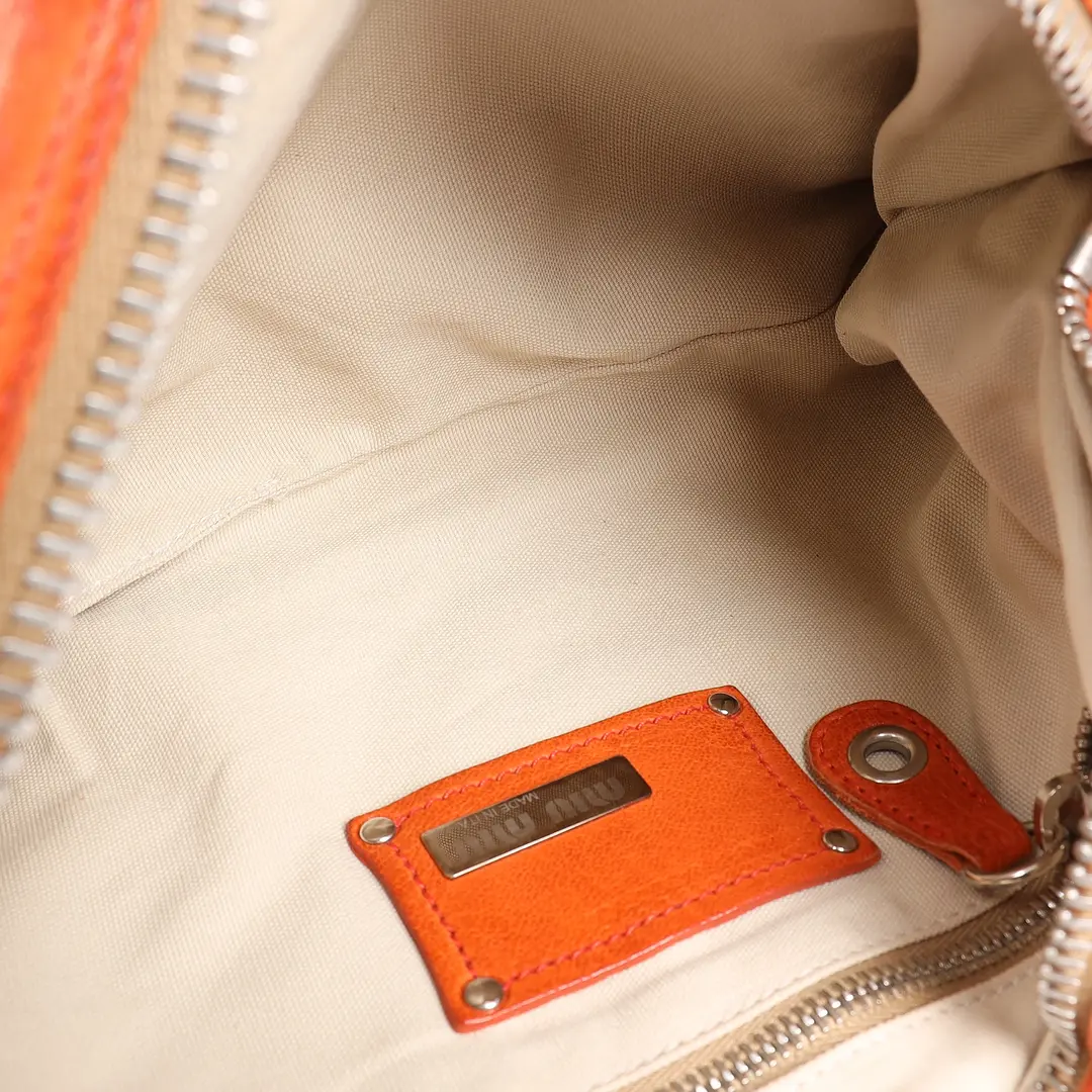 Miu Miu Butterfly Charm Orange Leather Shoulder Bag