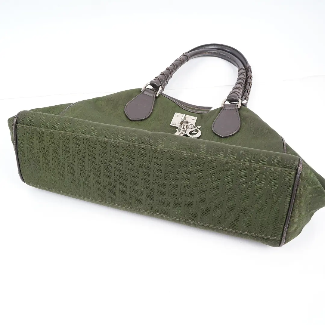 Christian Dior Romantique Green Trotter Canvas Shoulder Bag