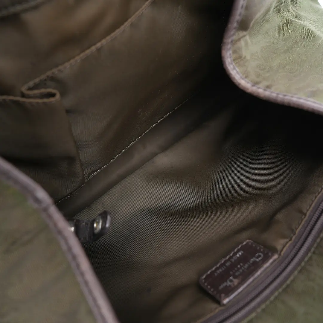Christian Dior Romantique Green Trotter Canvas Shoulder Bag