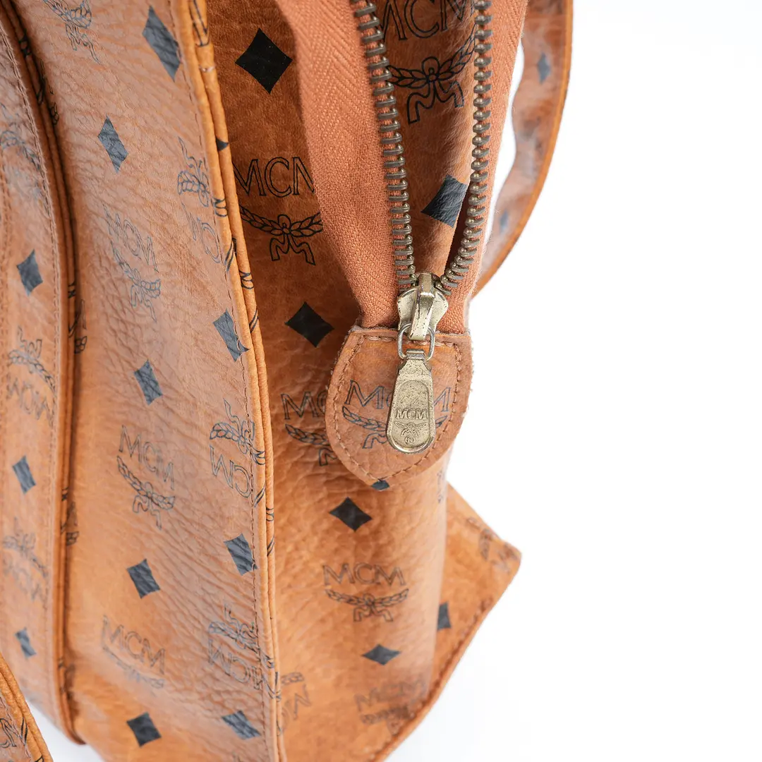 MCM Visetos Brown Coated Canvas Tote Bag