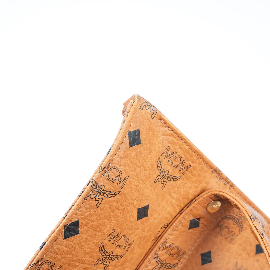 MCM Visetos Brown Coated Canvas Tote Bag