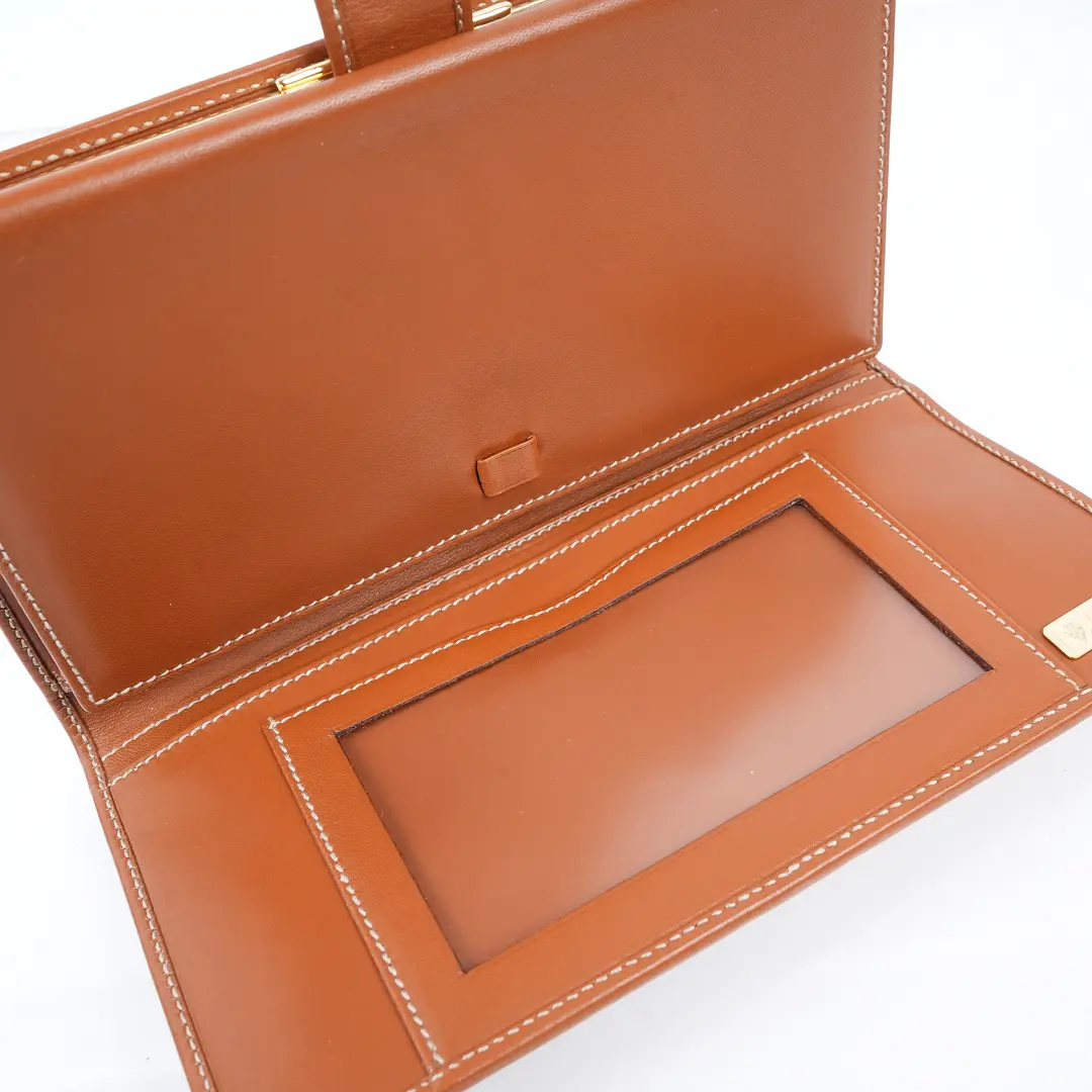 Gucci Vintage GG Canvas Brown Leather Kiss Lock Wallet