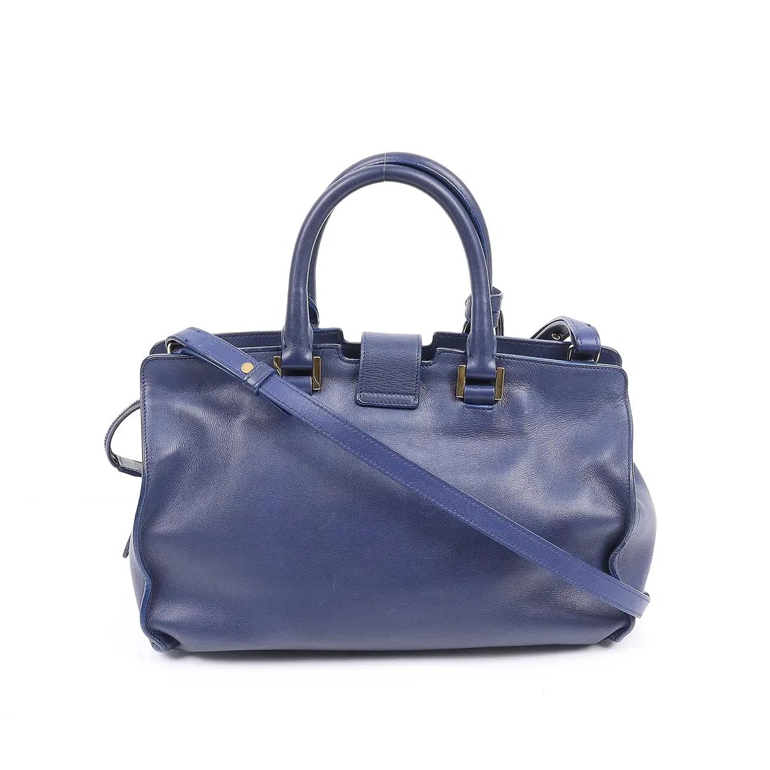 Saint Laurent Cabas Y Blue Leather Handbag