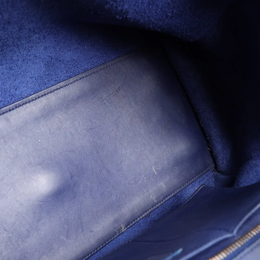 Saint Laurent Cabas Y Blue Leather Handbag