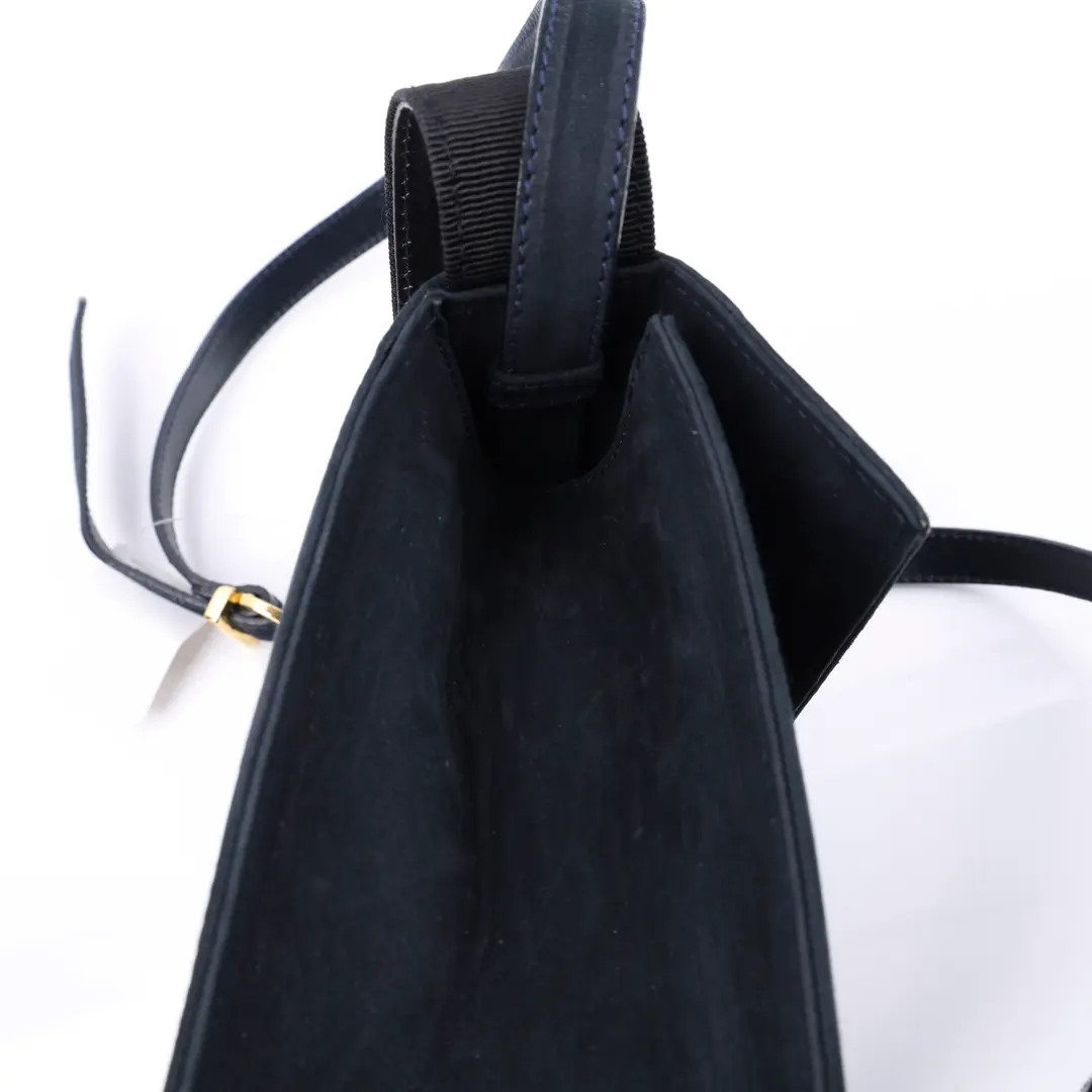 Salvatore Ferragamo Vara Bow Blue Suede Shoulder Bag