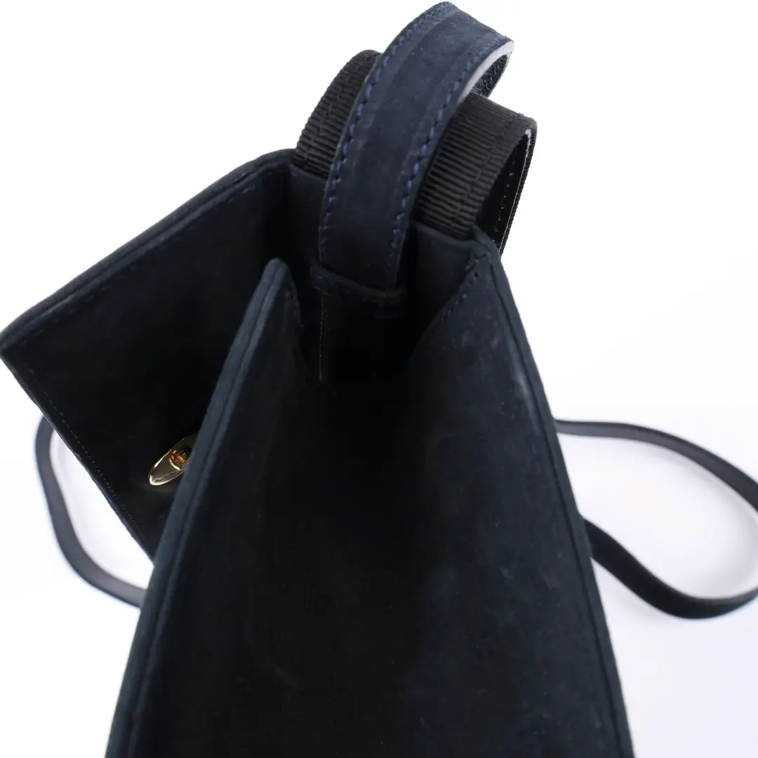 Salvatore Ferragamo Vara Bow Blue Suede Shoulder Bag