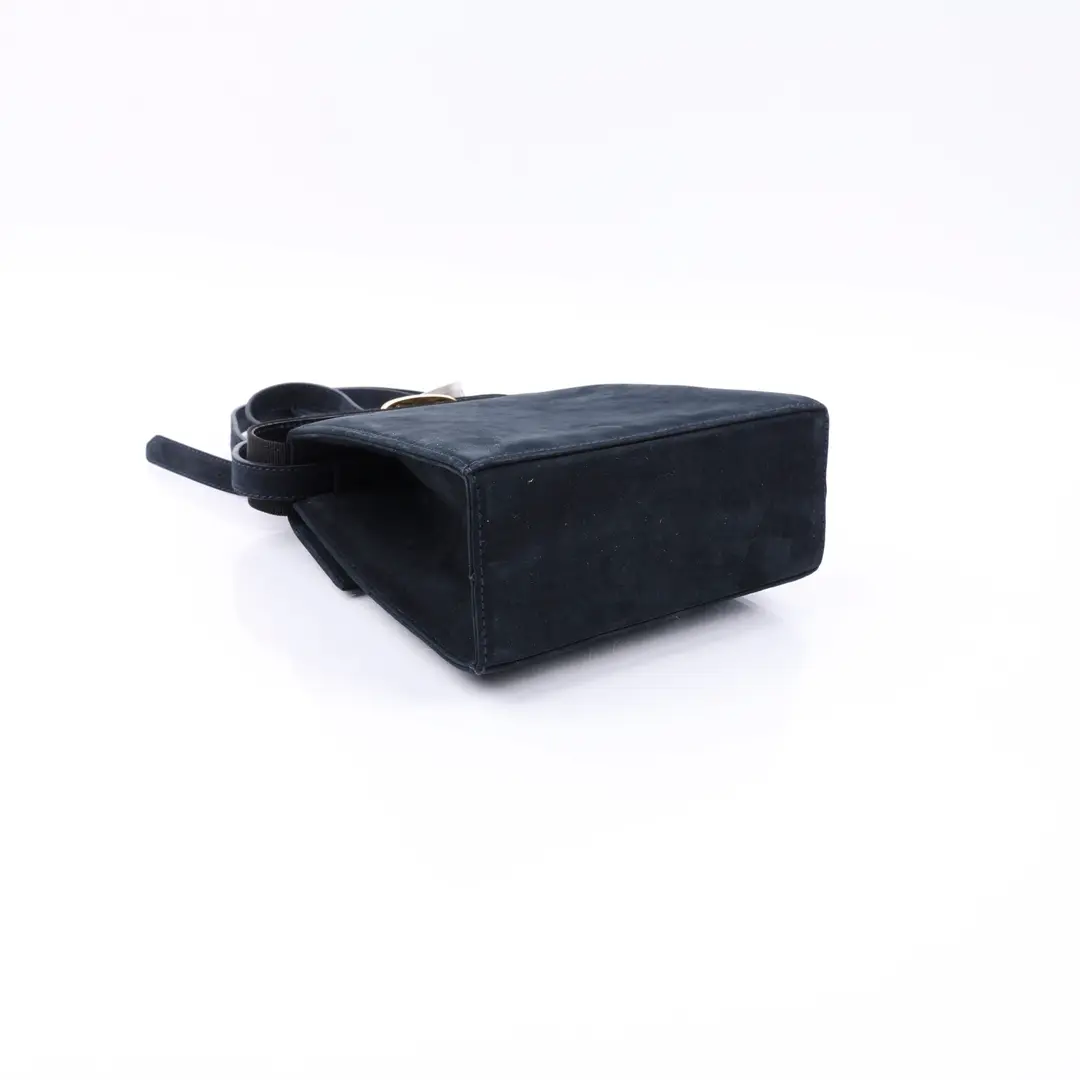 Salvatore Ferragamo Vara Bow Blue Suede Shoulder Bag