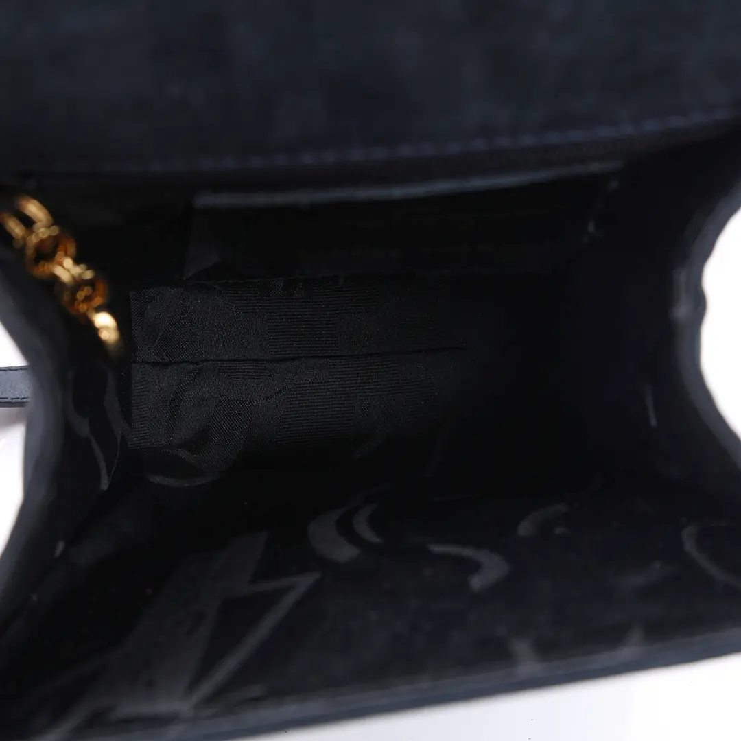 Salvatore Ferragamo Vara Bow Blue Suede Shoulder Bag