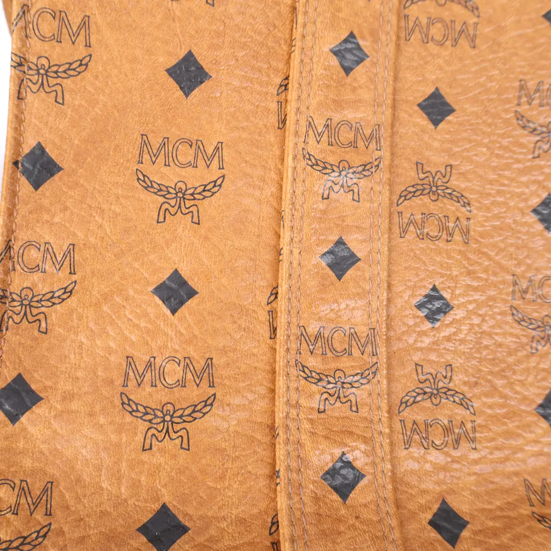 MCM Vintage Visetos Brown Coated Canvas Shoulder Bag