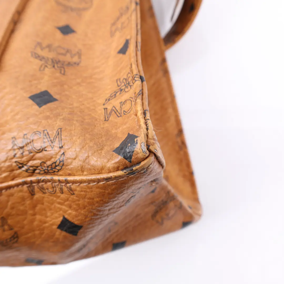 MCM Vintage Visetos Brown Coated Canvas Shoulder Bag