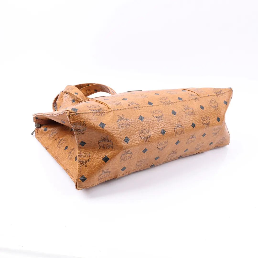 MCM Vintage Visetos Brown Coated Canvas Shoulder Bag