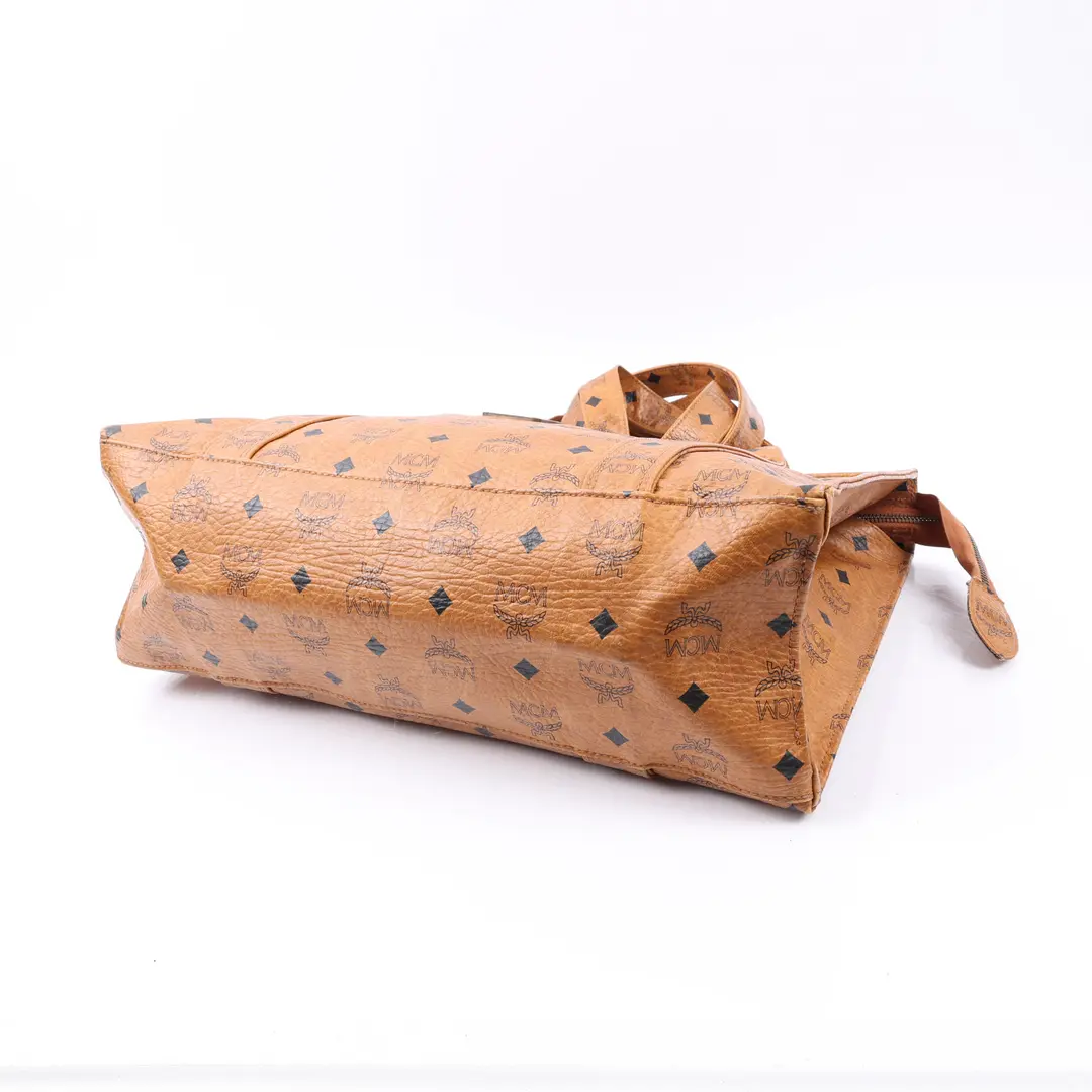 MCM Vintage Visetos Brown Coated Canvas Shoulder Bag