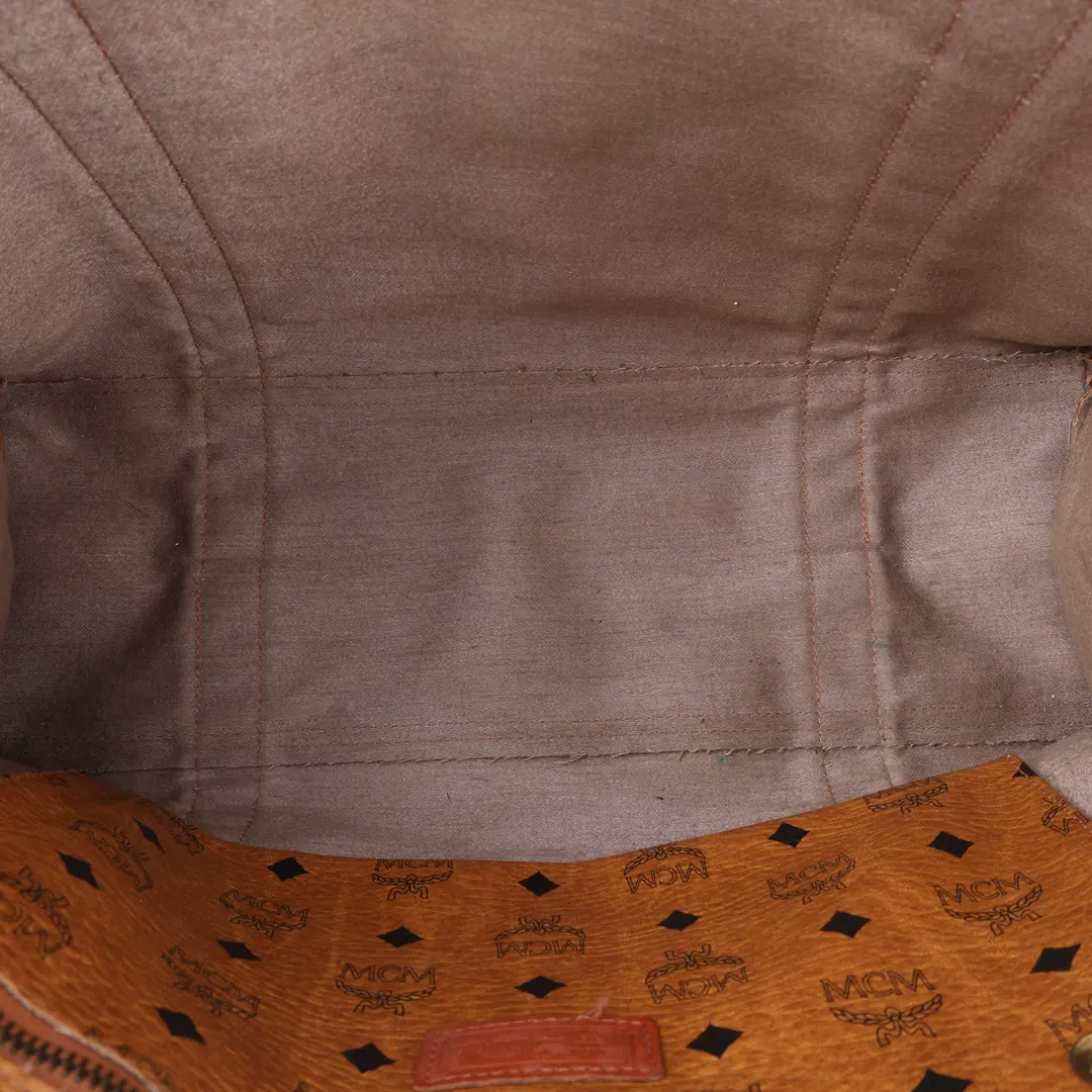 MCM Vintage Visetos Brown Coated Canvas Shoulder Bag