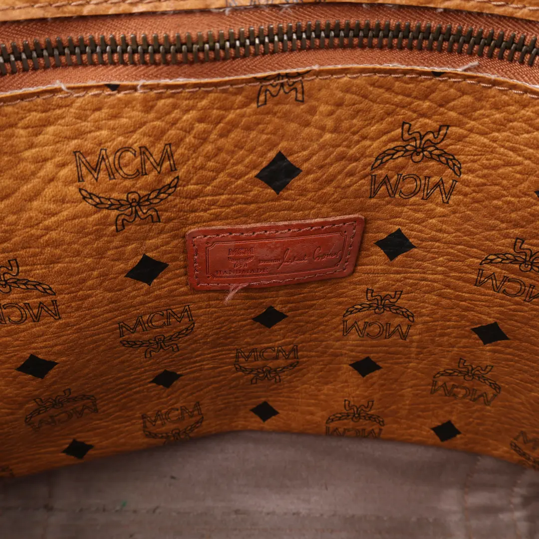 MCM Vintage Visetos Brown Coated Canvas Shoulder Bag
