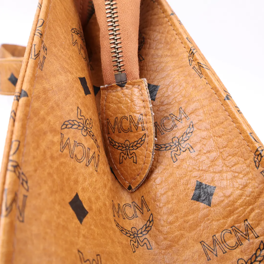 MCM Vintage Visetos Brown Coated Canvas Shoulder Bag