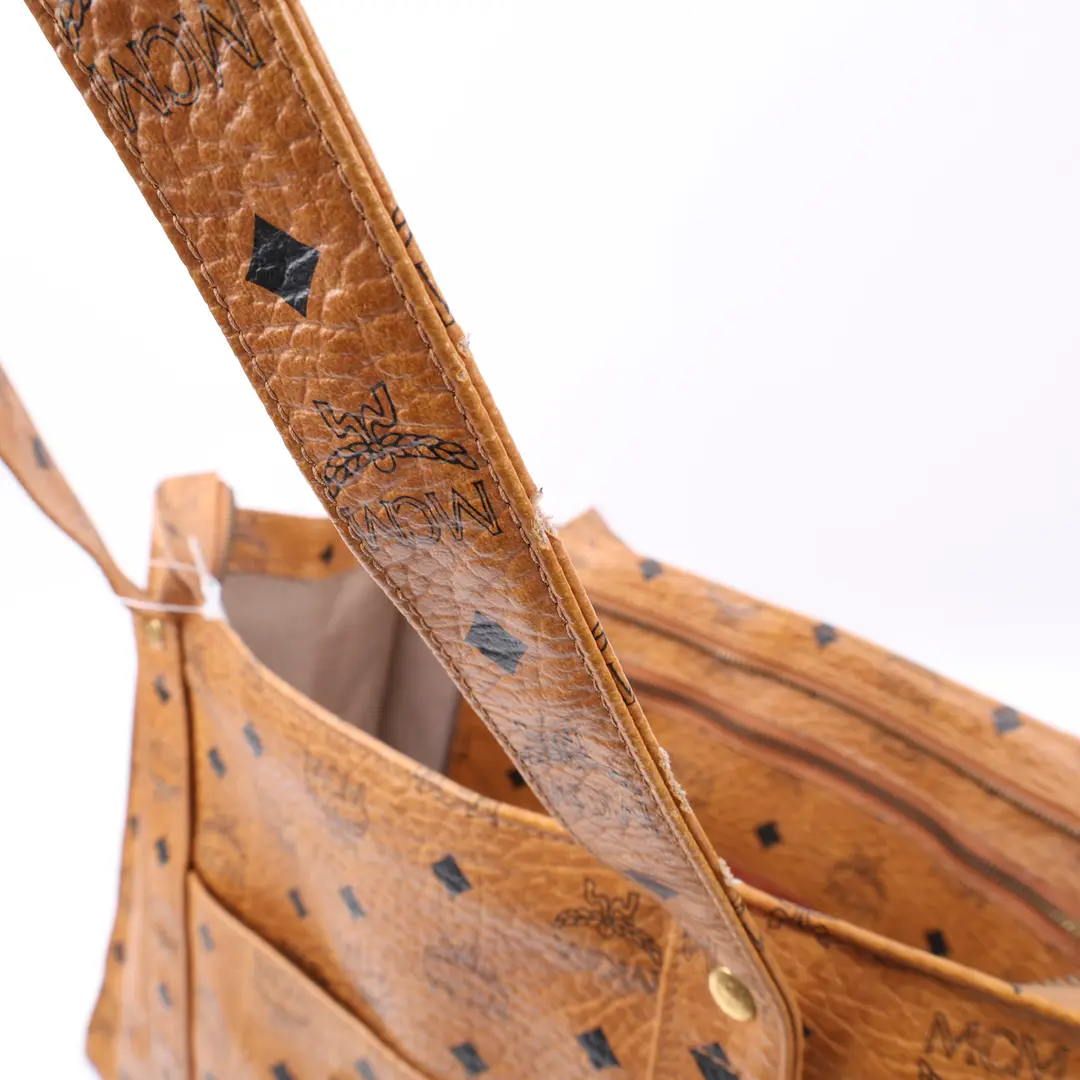 MCM Vintage Visetos Brown Coated Canvas Shoulder Bag