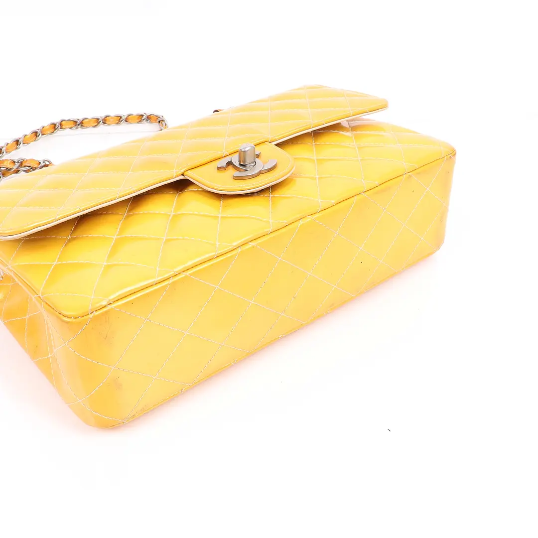 Chanel Classic Flap Yellow Patent Leather Shoulder Bag
