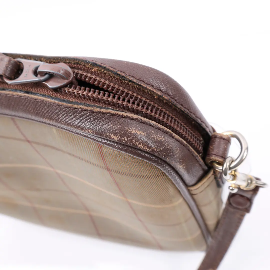 Burberry Vintage Check Beige Canvas Crossbody Bag