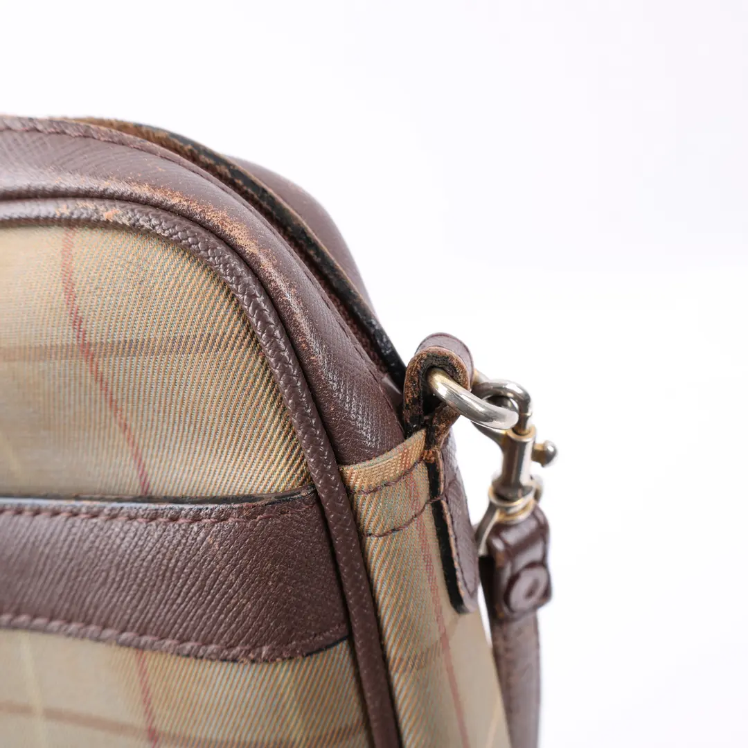 Burberry Vintage Check Beige Canvas Crossbody Bag