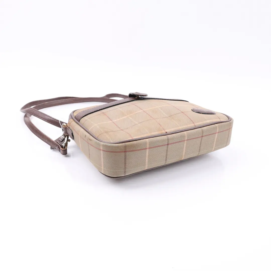 Burberry Vintage Check Beige Canvas Crossbody Bag