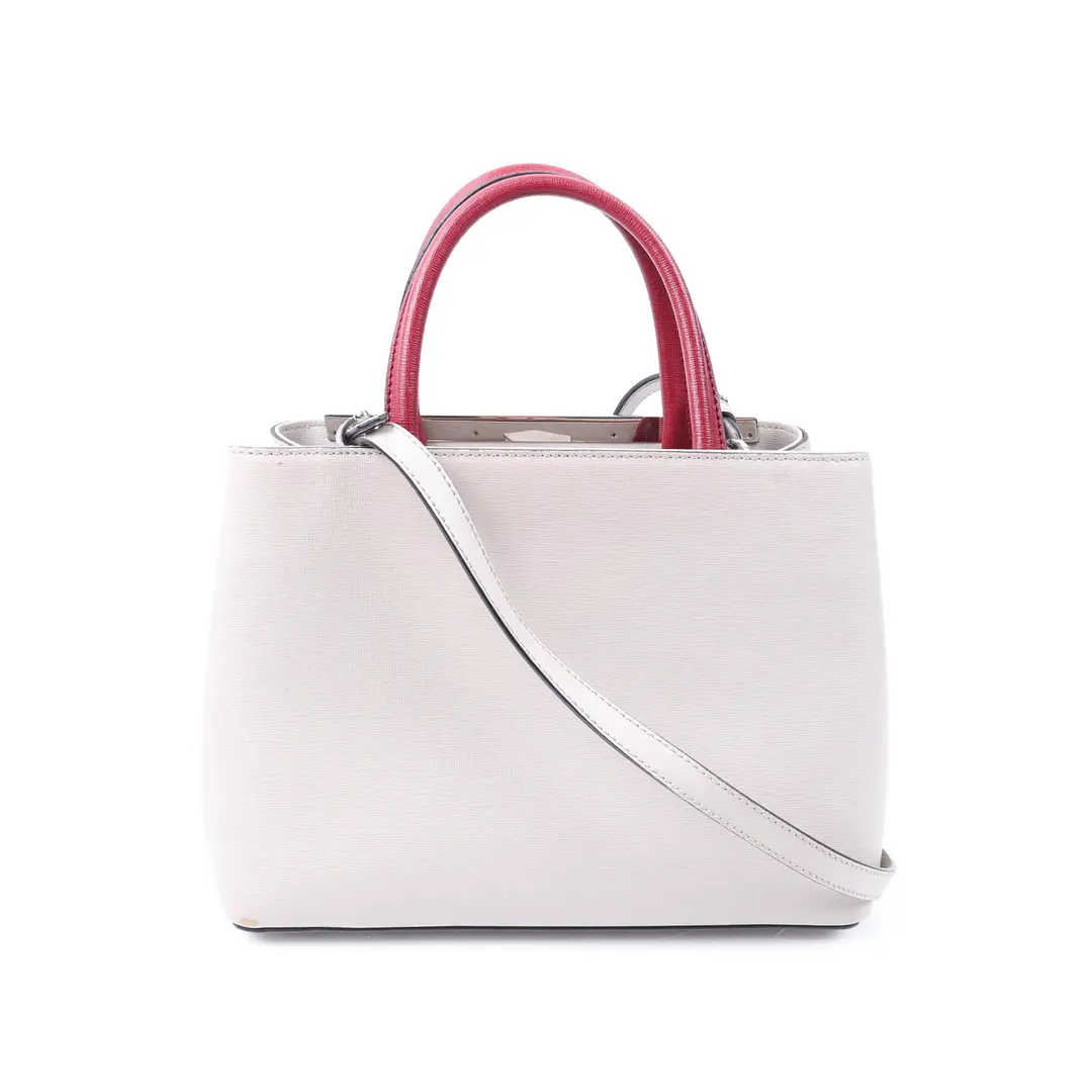 Fendi Petite 2Jours White Leather Shoulder Bag