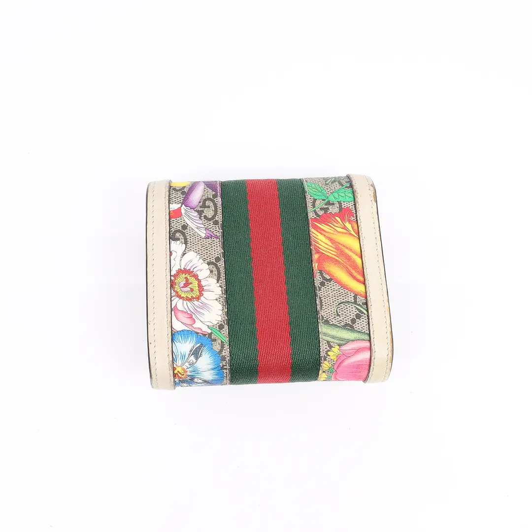 Gucci Ophidia Flora Beige GG Supreme Canvas Wallet