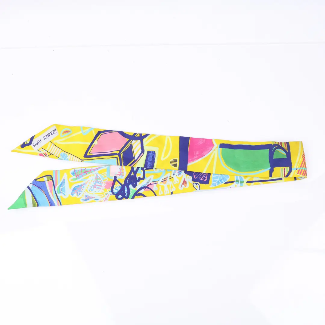 Hermes Twilly Yellow Silk Scarf
