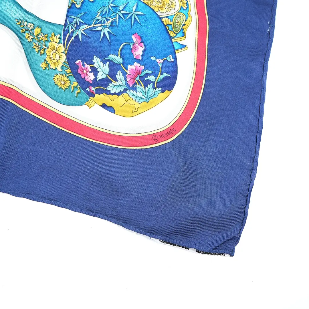 Hermes Pourvu qu on ait l ivresse Blue Silk 90 Scarf