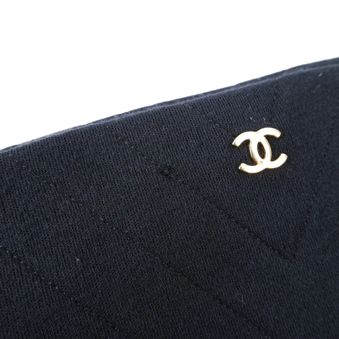 Chanel Chevron Kiss Lock Black Jersey Shoulder Bag