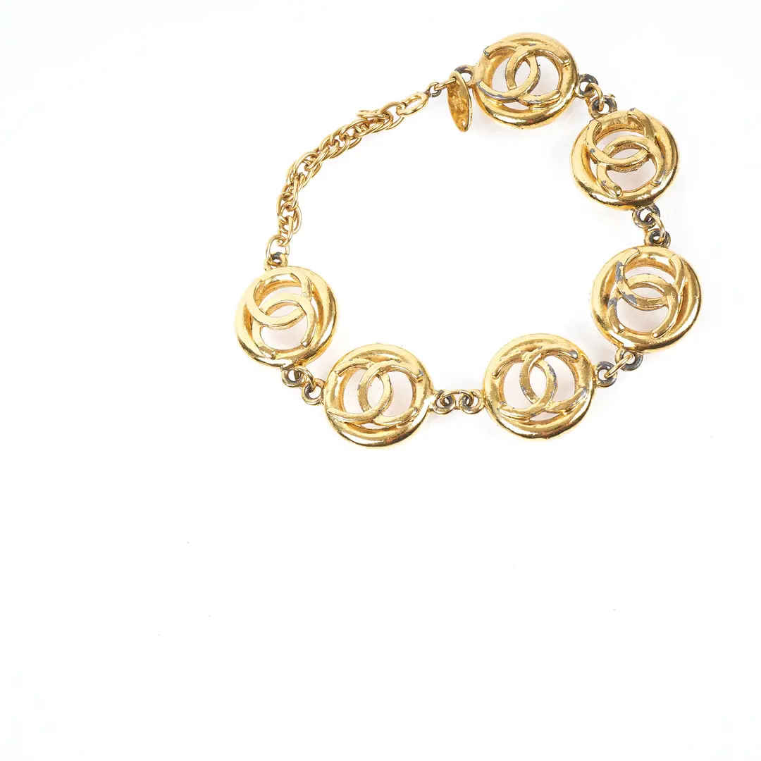 Chanel Vintage CC Medallion Gold Gold-Plated Bracelet