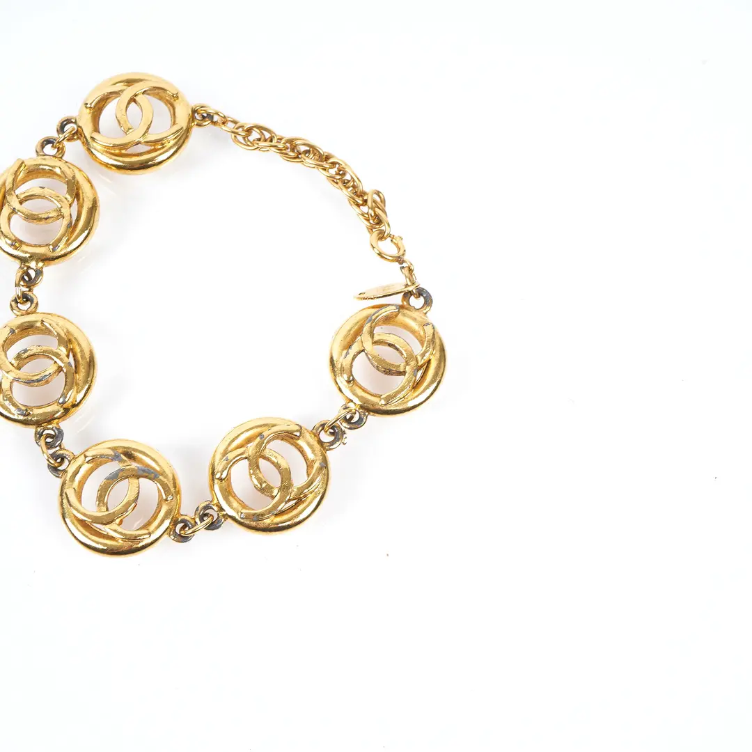 Chanel Vintage CC Medallion Gold Gold-Plated Bracelet