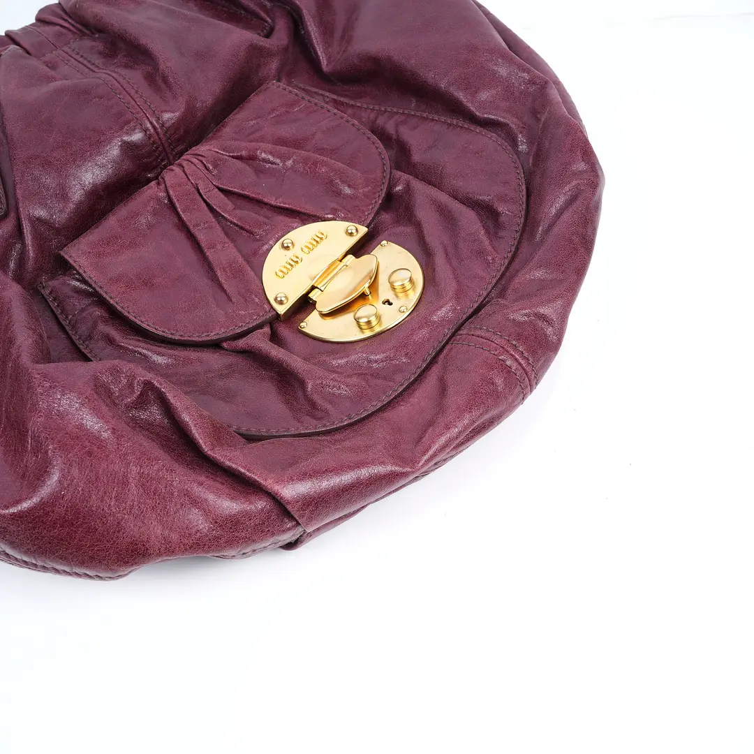 Miu Miu Coffer Purple Leather Shoulder Bag