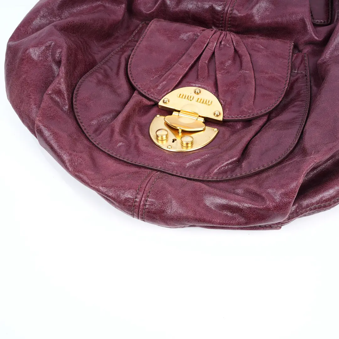 Miu Miu Coffer Purple Leather Shoulder Bag