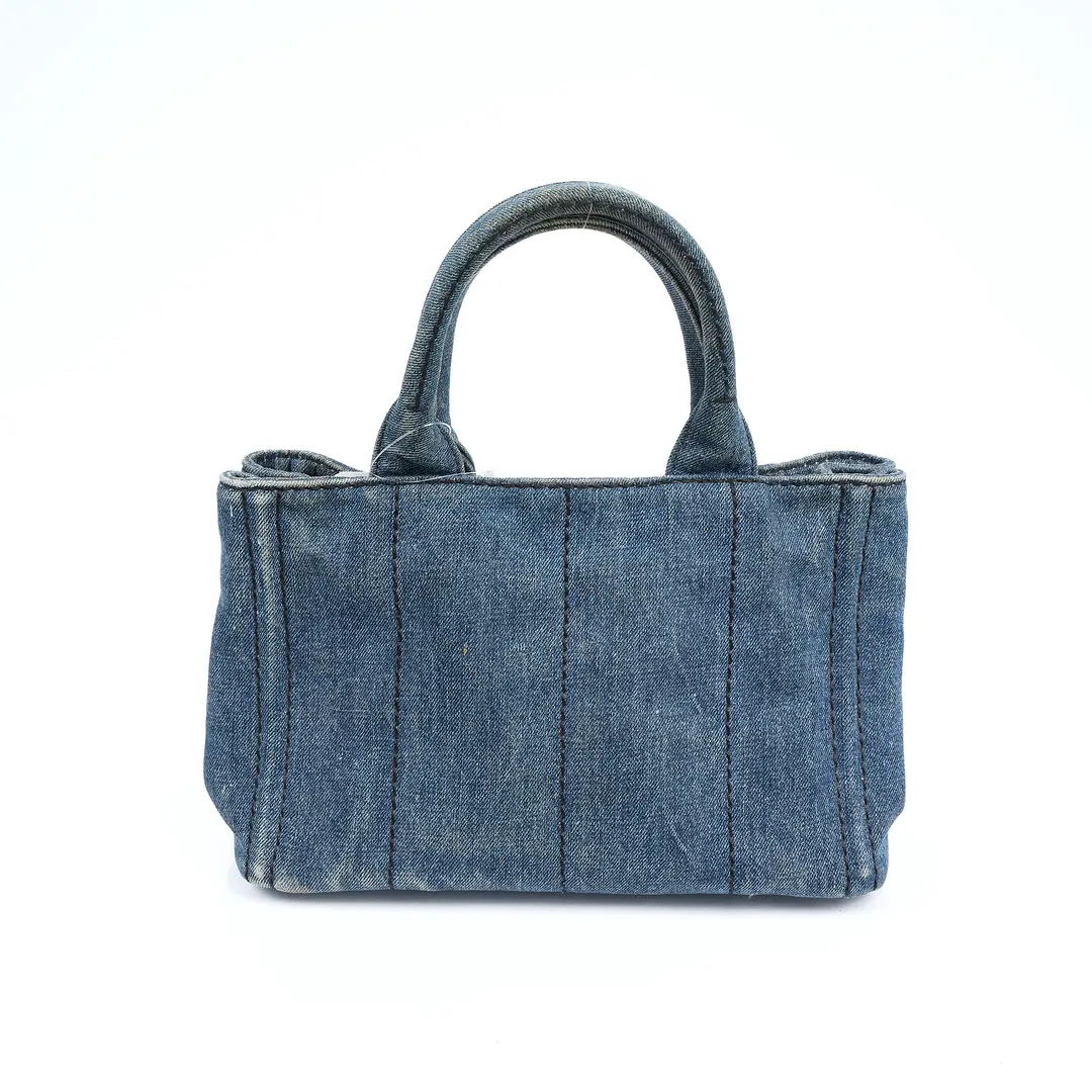 Prada Canapa Blue Denim Mini Tote Bag