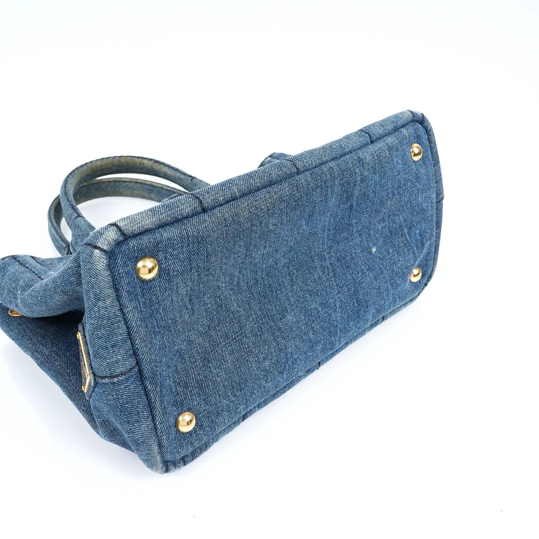 Prada Canapa Blue Denim Mini Tote Bag