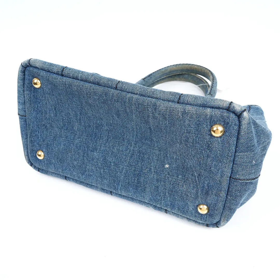 Prada Canapa Blue Denim Mini Tote Bag