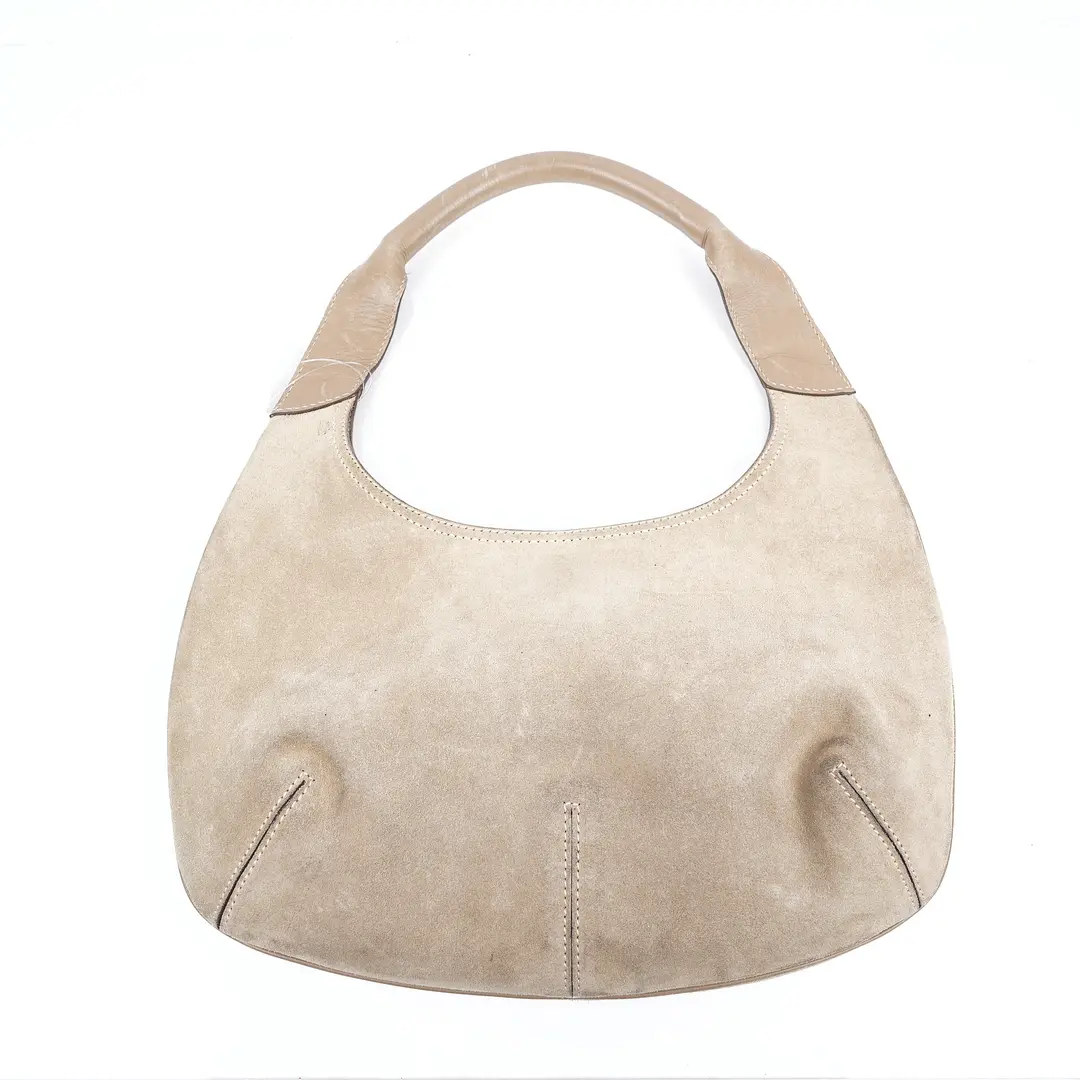 Salvatore Ferragamo Hobo Beige Suede Shoulder Bag